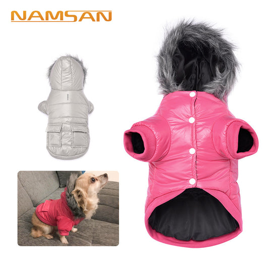 Dog fashion Hoody Coat With Full Collar, Beige Thick Warm Dog Jacket For Autumn And Winter Pet Clothes