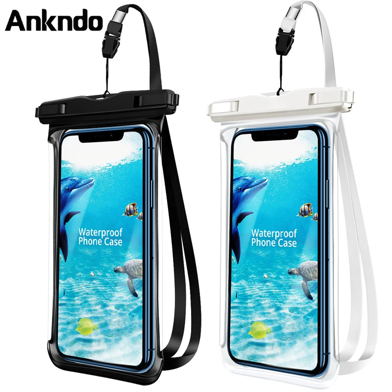 Ankndo Waterproof Phone Case Transparent Mobile Phone Underwater Storage Bag Soft Cellphone Swimming Diving Protective Case